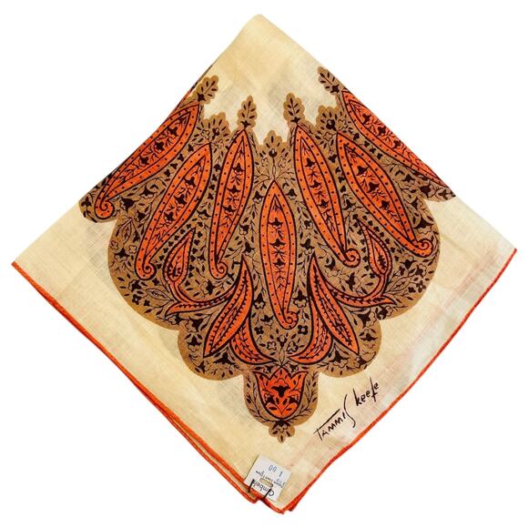 Vintage Tammis Keefe Handkerchief Persian Pickle Paisley Empire Near East READ - Picture 3 of 12